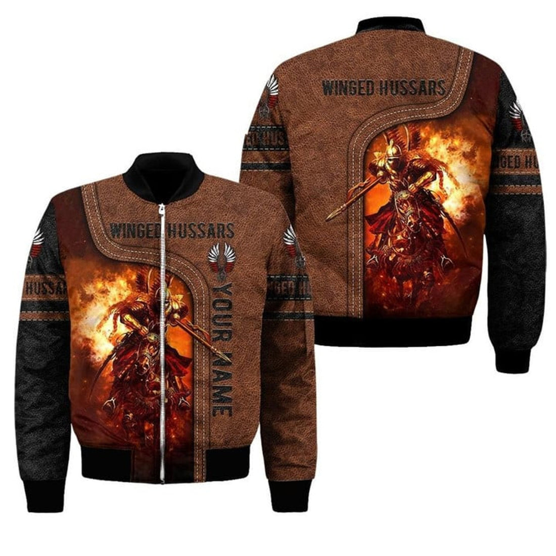 FUNSTUFFPRINT Premium Bomber Jacket Polish Winged Hussars 3D All Over Print 3D Bomber Jacket