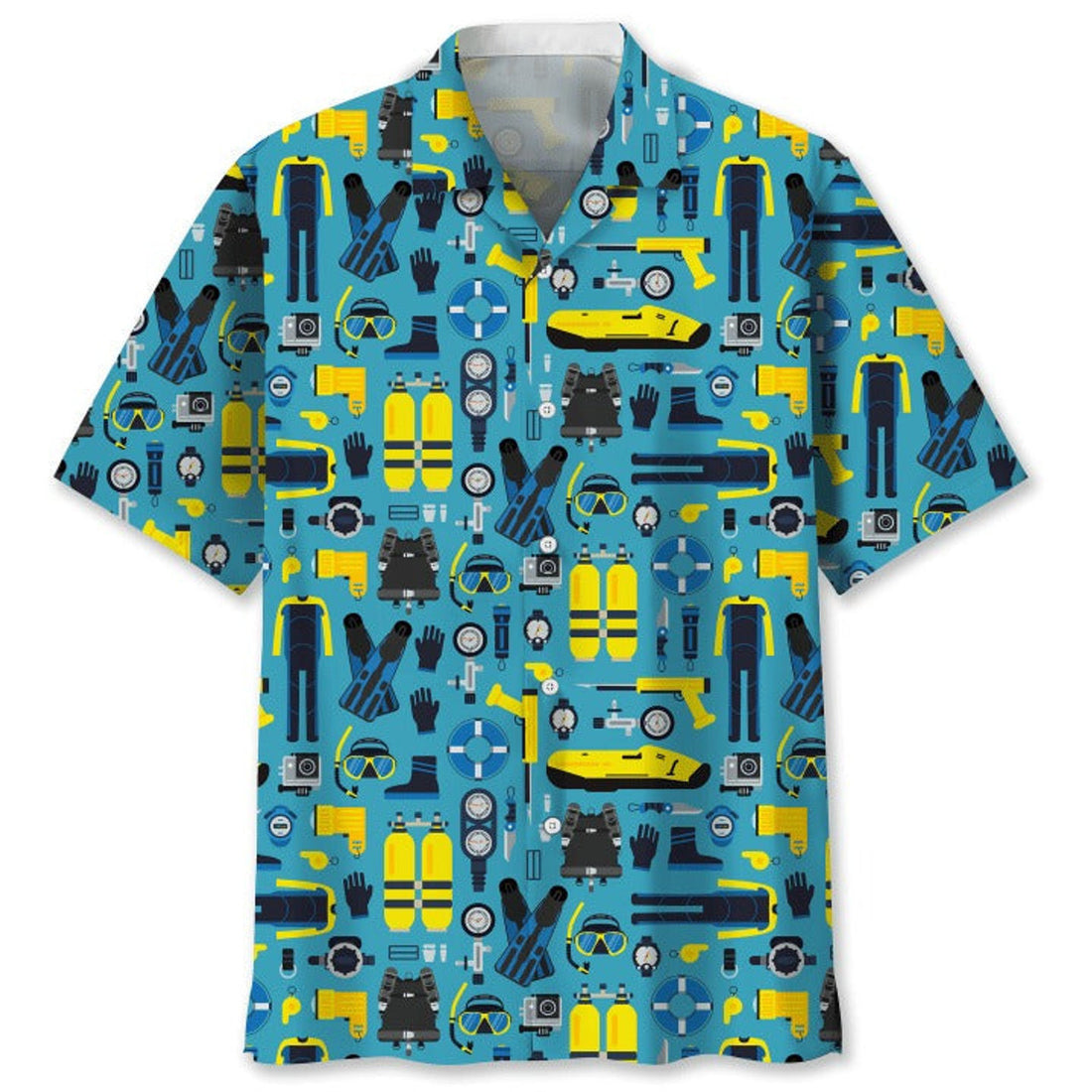 Scuba Diving Dog Tropical Hawaiian Shirt For Men And Woman, Scuba Diving 3D Full Printed Aloha Hawaiian Shirt