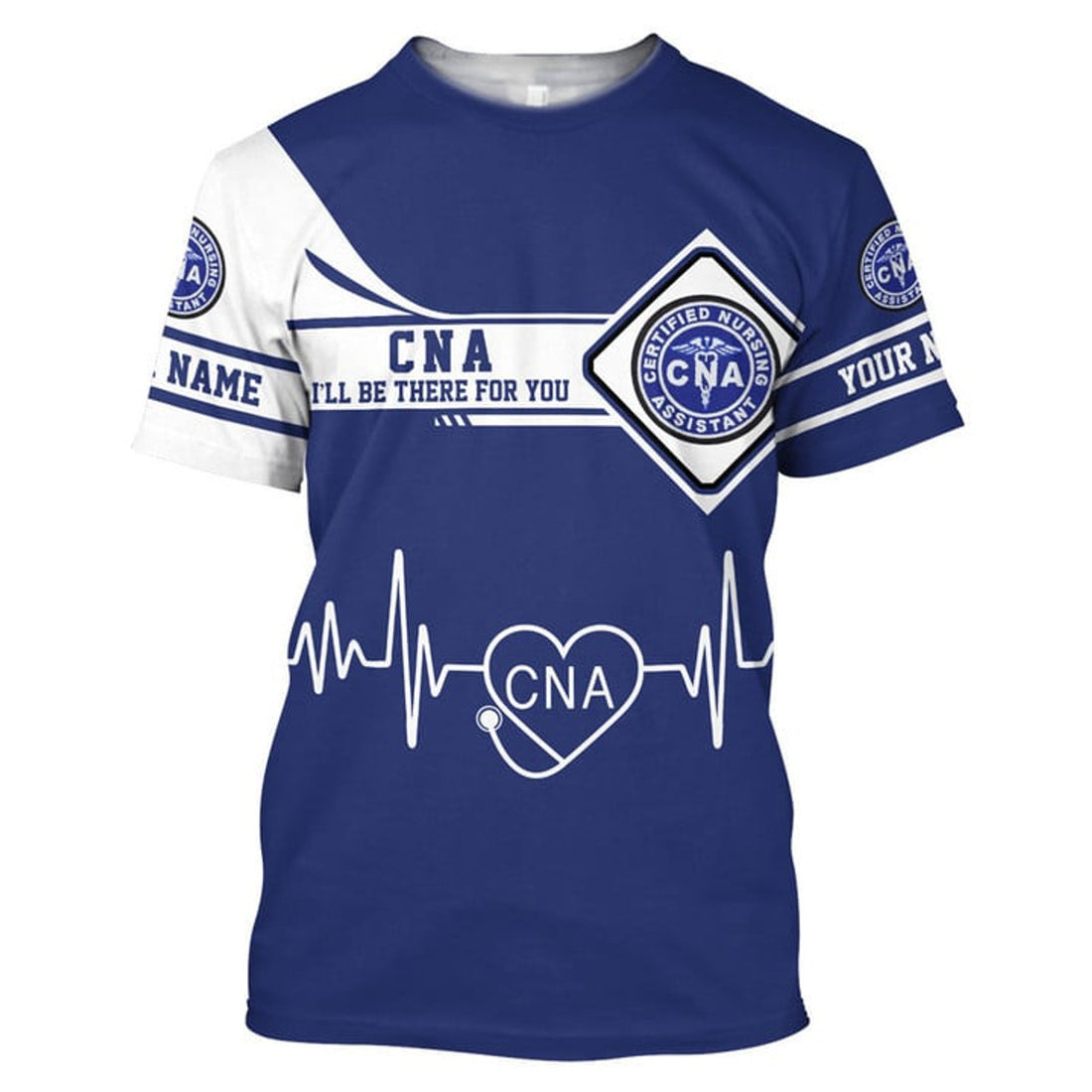 FUNSTUFFPRINT Personalized Nurse T-Shirt, Best Nurse Apparel For Nurse Lovers, CNA I Will Be There For You 3D T-shirt