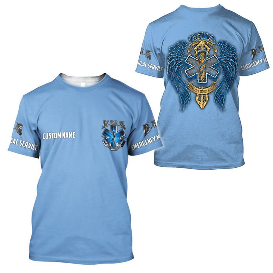FUNSTUFFPRINT Custom EMS Nurse Blue 3D All Over PrinT-Shirt, Personalized Nurse Apparel, Cool T-Shirt For Nurse Lovers 3D T-shirt