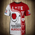 FUNSTUFFPRINT 3D All Over Print Love Red Apple Shirt, Funny Without Teachers We Wouldn't Be Nurses, Nurse Clothes, Perfect Nurse 3D T-shirt