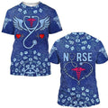 FUNSTUFFPRINT Personalized Nurse It's A Work of Heart T-Shirt, Earning Wing With Heart Beat Pattern, Perfect Nurse Apparel Gift Ideas 3D T-shirt
