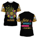 FUNSTUFFPRINT Funny Nurse In Progress Leopard Pattern Shirt, Perfect Nurse Apparel, Nurse T-Shirt Cool Gift Idea Coolspod 3D T-shirt