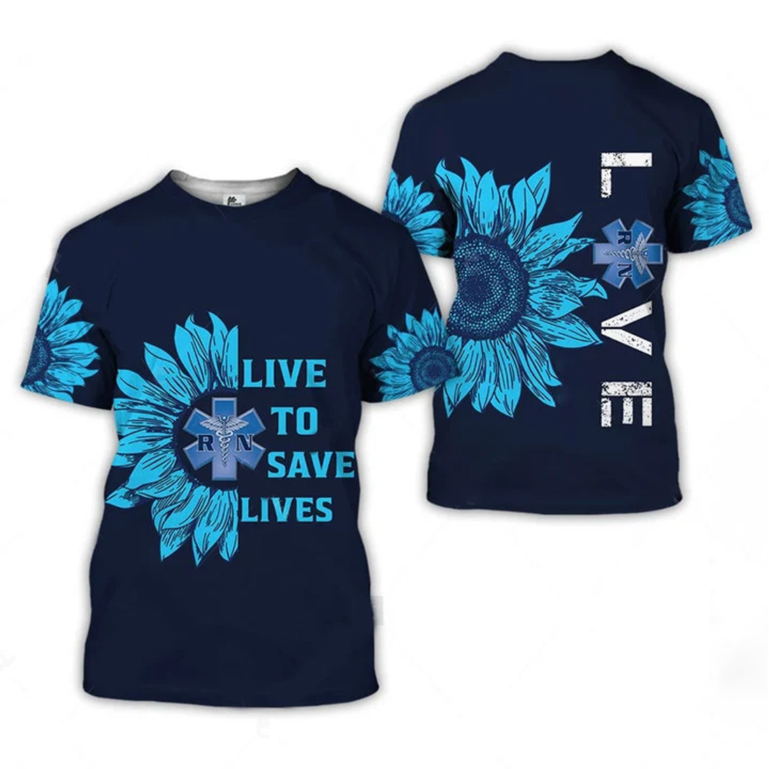 FUNSTUFFPRINT 3D All Over Print Love Sunflower Nurse 3D Shirt, Perfect Nurse Apparel, Nurse T-Shirt Cool Gift Idea 3D T-shirt