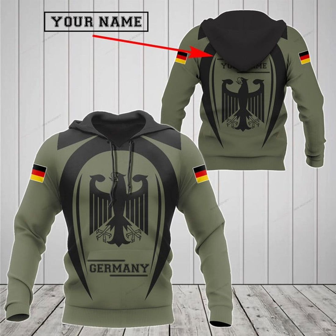 FUNSTUFFPRINT Customize Germany Black Coat Of Arms 3D Hoodie and Zip Hoodie