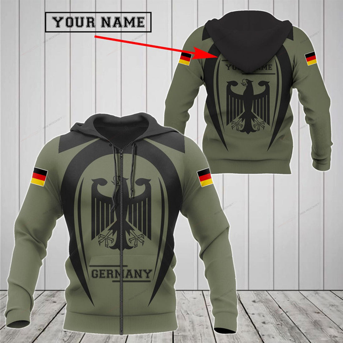FUNSTUFFPRINT Customize Germany Black Coat Of Arms 3D Hoodie and Zip Hoodie