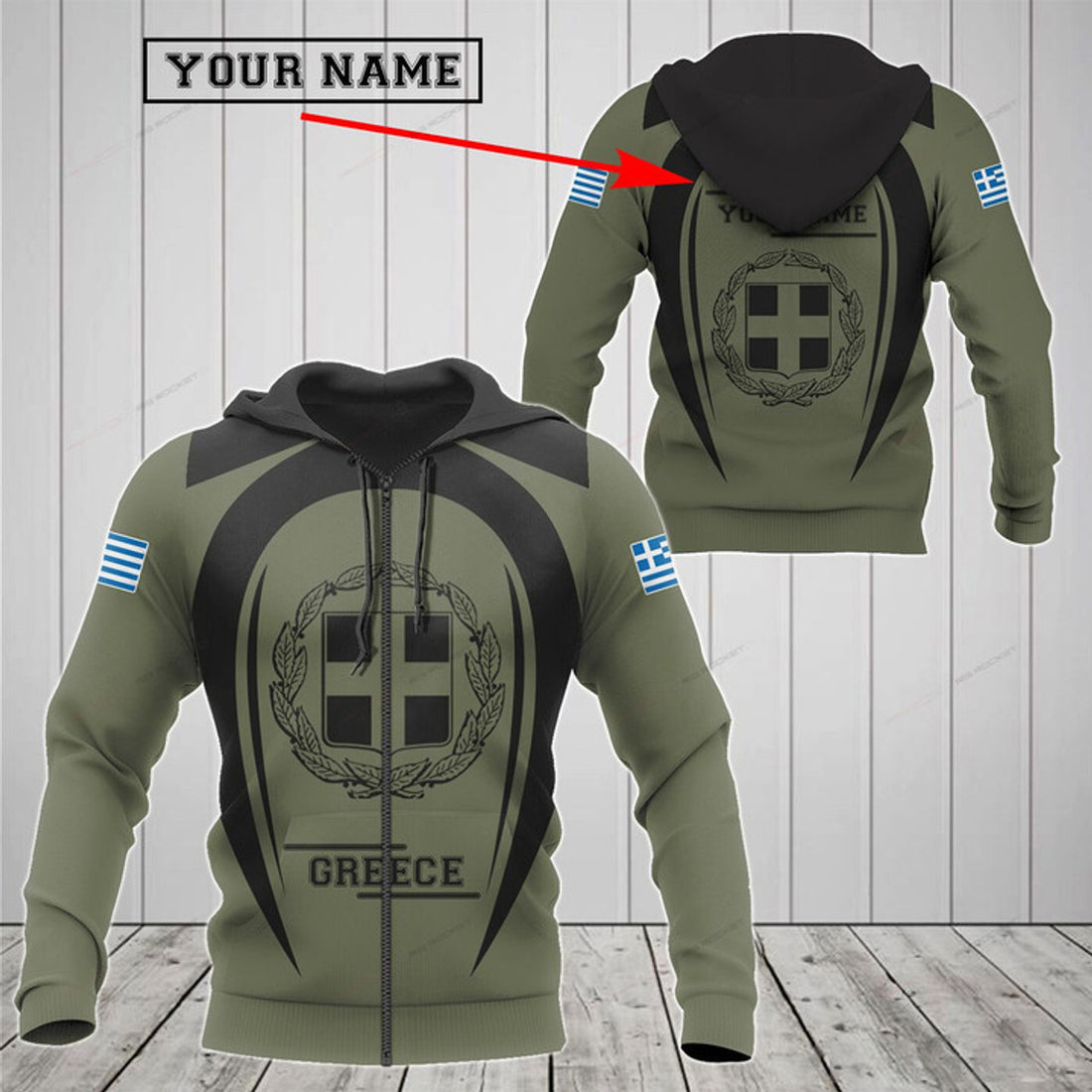 FUNSTUFFPRINT Customize Greece Black Coat Of Arms 3D Hoodie and Zip Hoodie