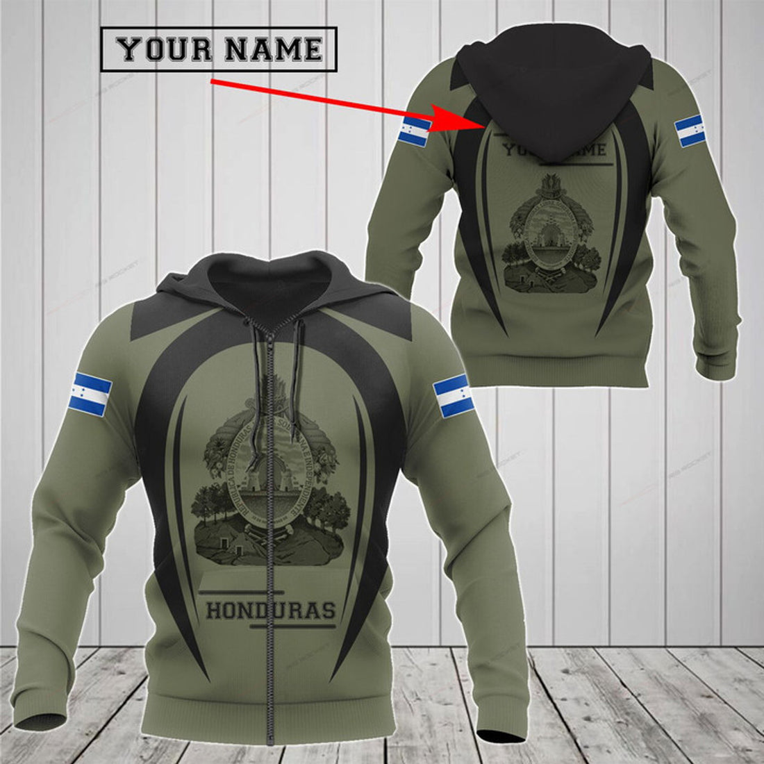 FUNSTUFFPRINT Customize Honduras Black Coat Of Arms 3D Hoodie and Zip Hoodie