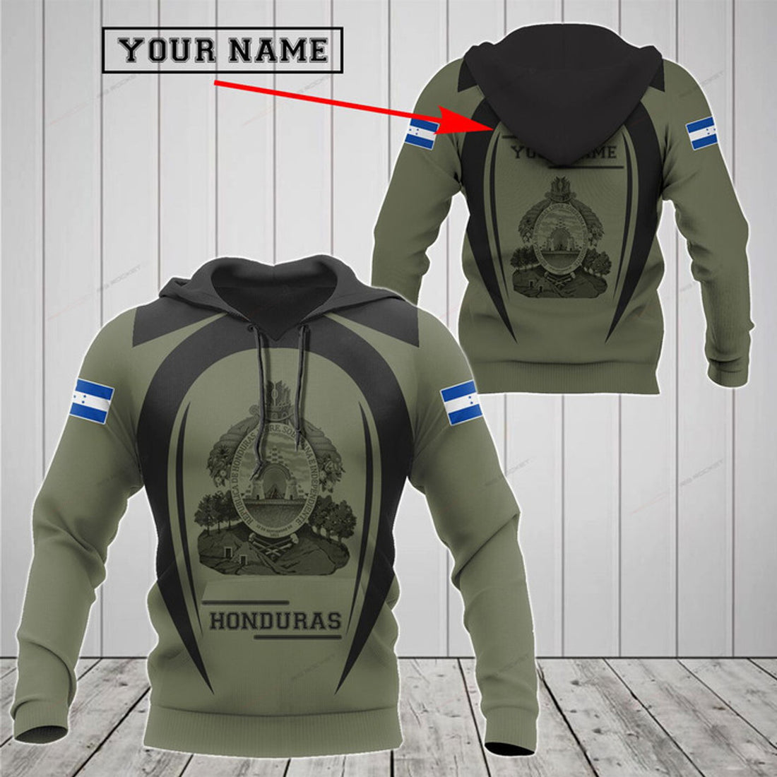 FUNSTUFFPRINT Customize Honduras Black Coat Of Arms 3D Hoodie and Zip Hoodie