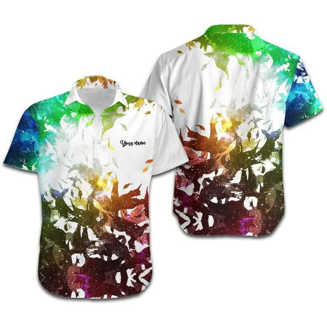 Custom Personalized Beach Shirt Hawaiians Lgbt Galaxy Birds Custom Name , Aloha Shirt