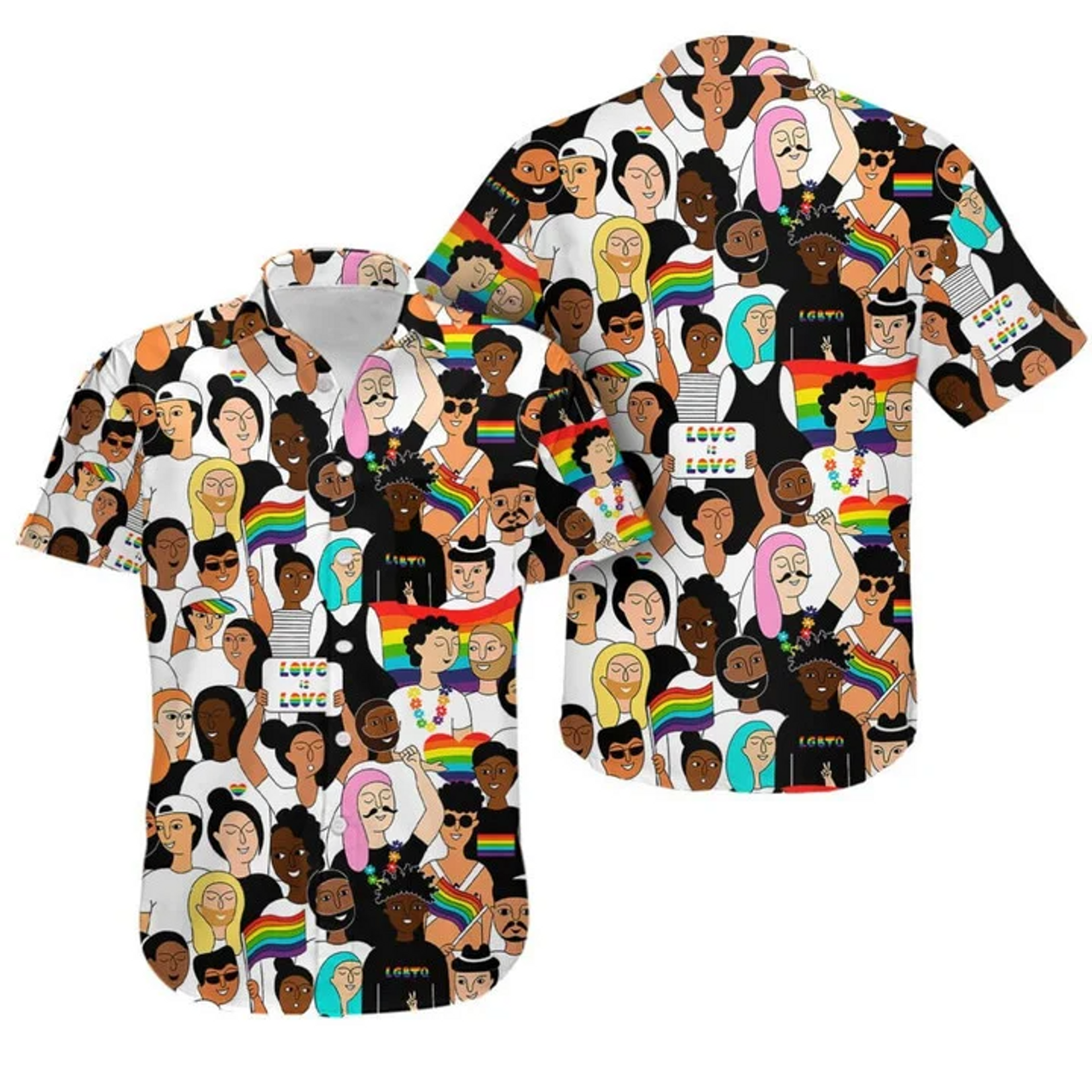 Beach Shirt Happy Pride Month Support For Lgbt Hawaiian , Aloha Shirt, Gay Pride Hawaiian Shirt