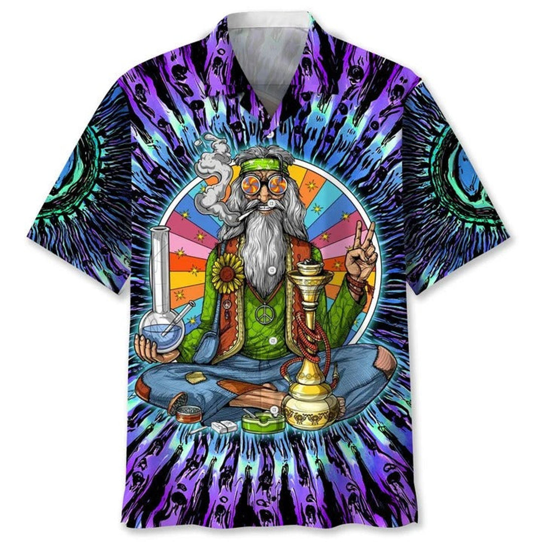 Hippie Abstract Hawaiian Shirts For Men And Woman, Summer Aloha Beach Shirt, Hippie Hawaiian Shirt