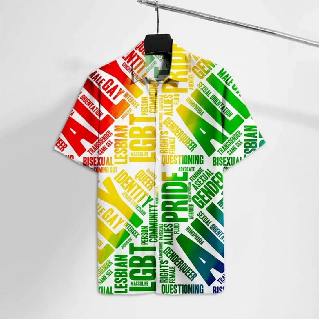 Beach Shirt Lgbt Hawaiian Shirt Lgbt Pride Straight Rainbow Colors Hawaii Tshirt , Aloha Shirt