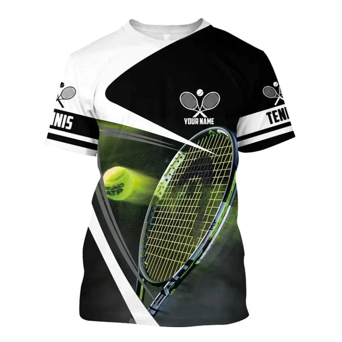 FUNSTUFFPRINT Personalized Name 3D All Over Print Tennis T-Shirt Men Women, Tennis Player Uniform Hoodie 3D T-shirt