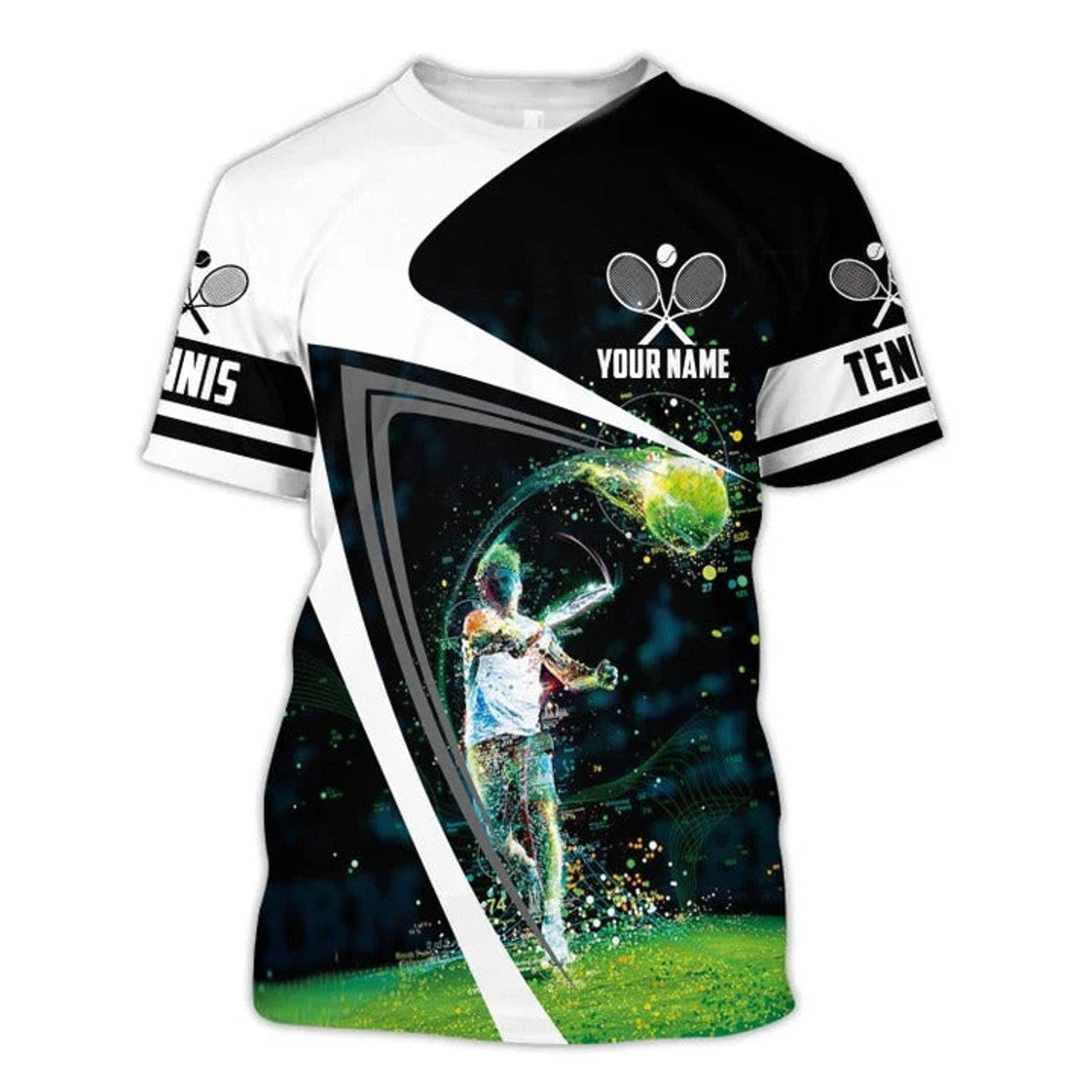 FUNSTUFFPRINT Personalized 3D Print Tennis Shirt, Unisex Shirt Tennis Player Uniform, Present To Tennis Men Women 3D T-shirt