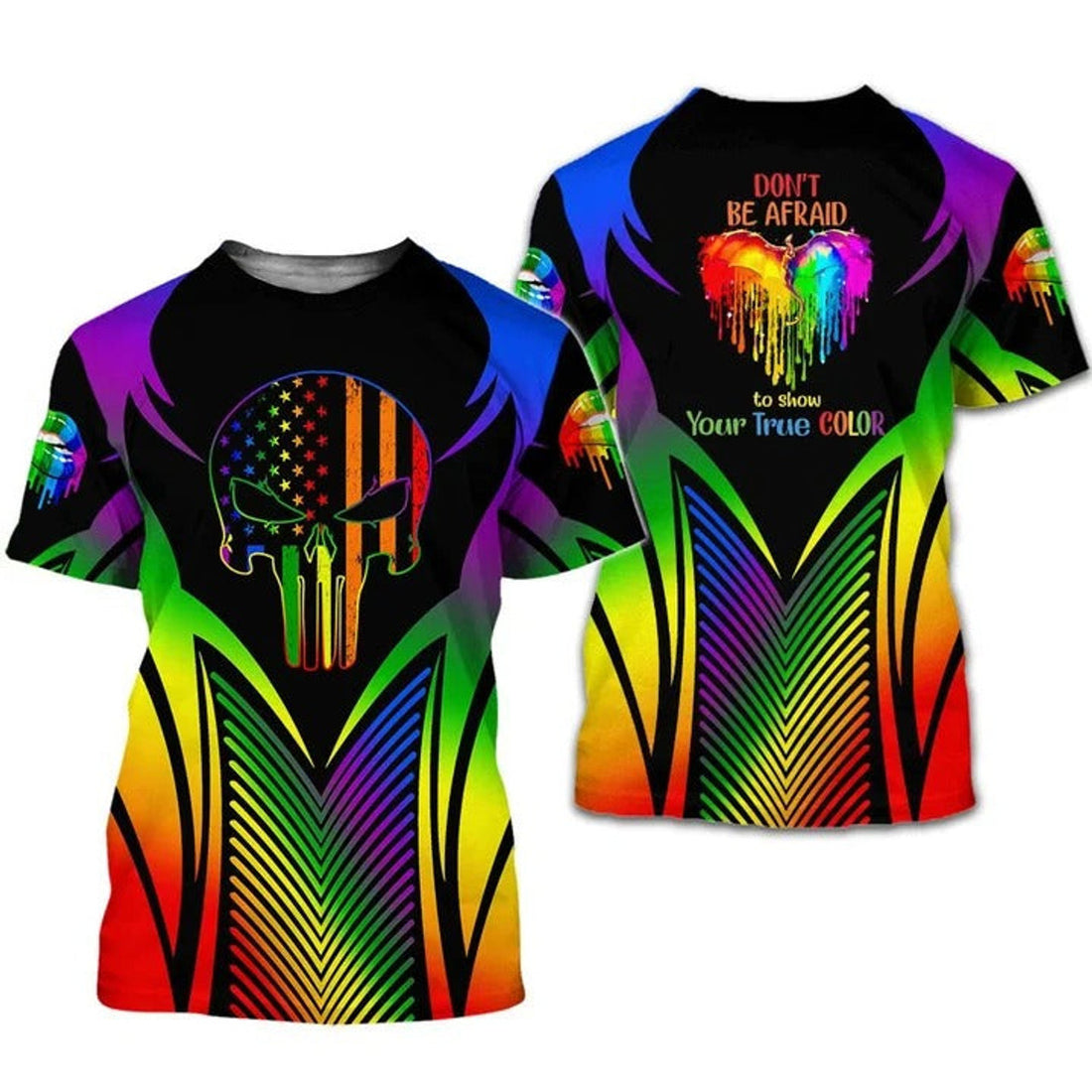 FUNSTUFFPRINT 3D All Over Printed LgbT-Shirt For Pride Skull Pride Love Is Love 3D Tee Shirt, I Live To Make A Difference T-Shirt 3D 3D T-shirt