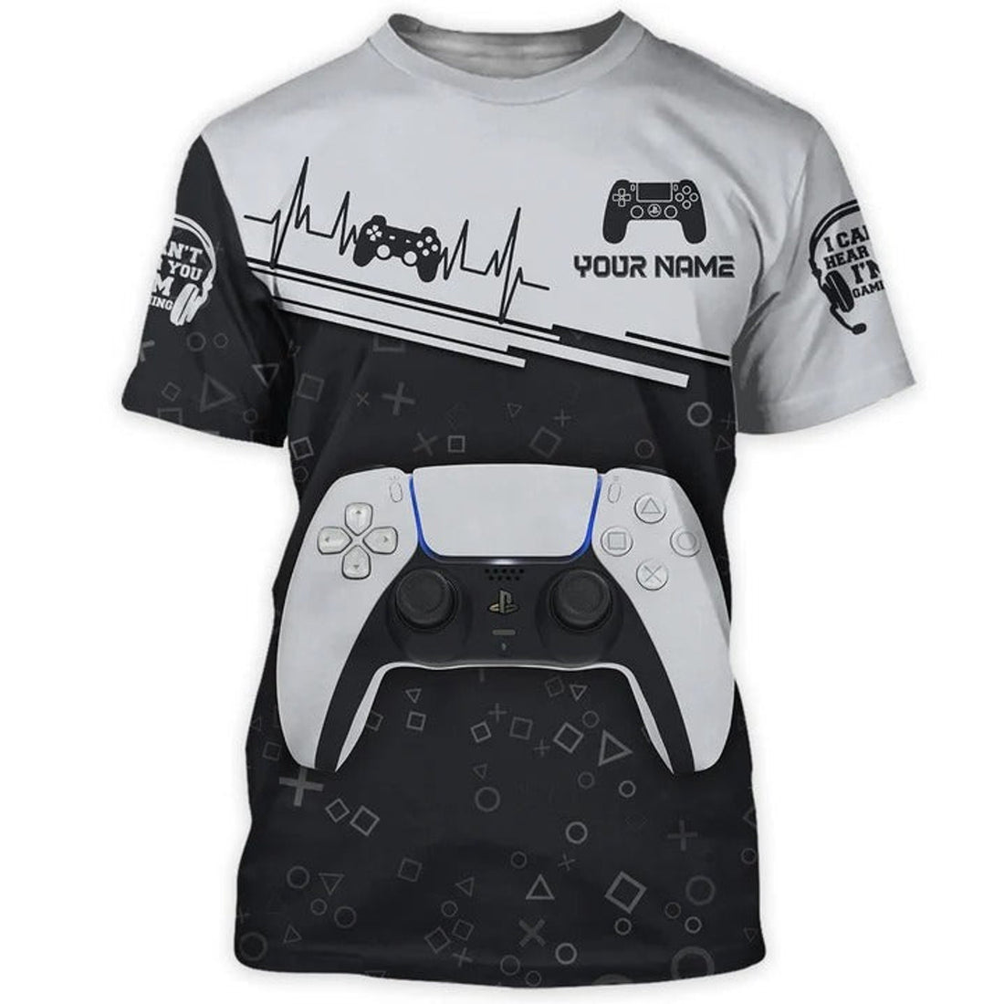 FUNSTUFFPRINT Custom Name 3D Print Gamer Shirt, Gaming T-Shirt, Gamer Uniform 3D T-shirt