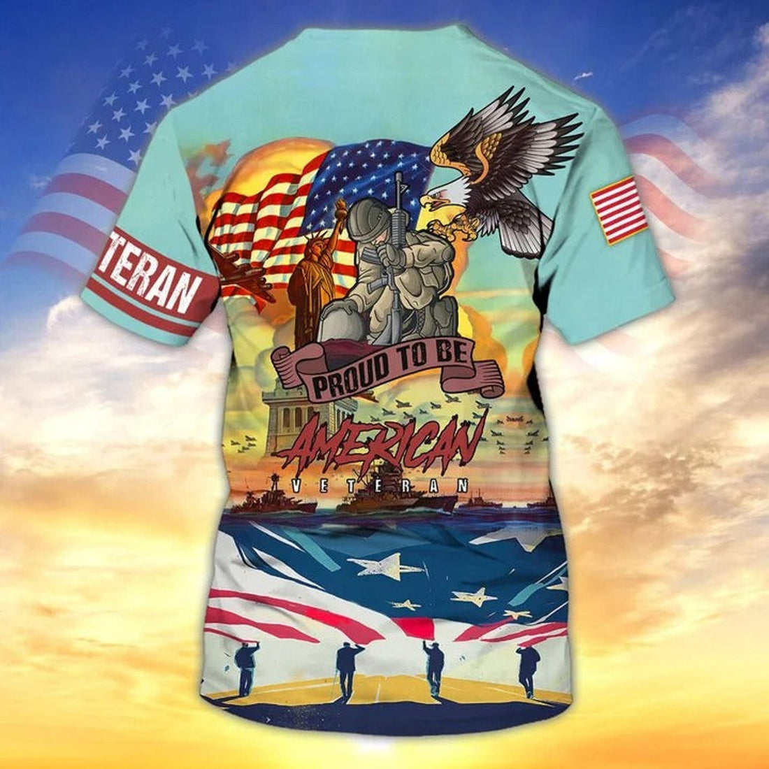 FUNSTUFFPRINT 3D Veteran Shirt Memorial Days Proud To Be American T-Shirts 911 Shirts 3D T-shirt