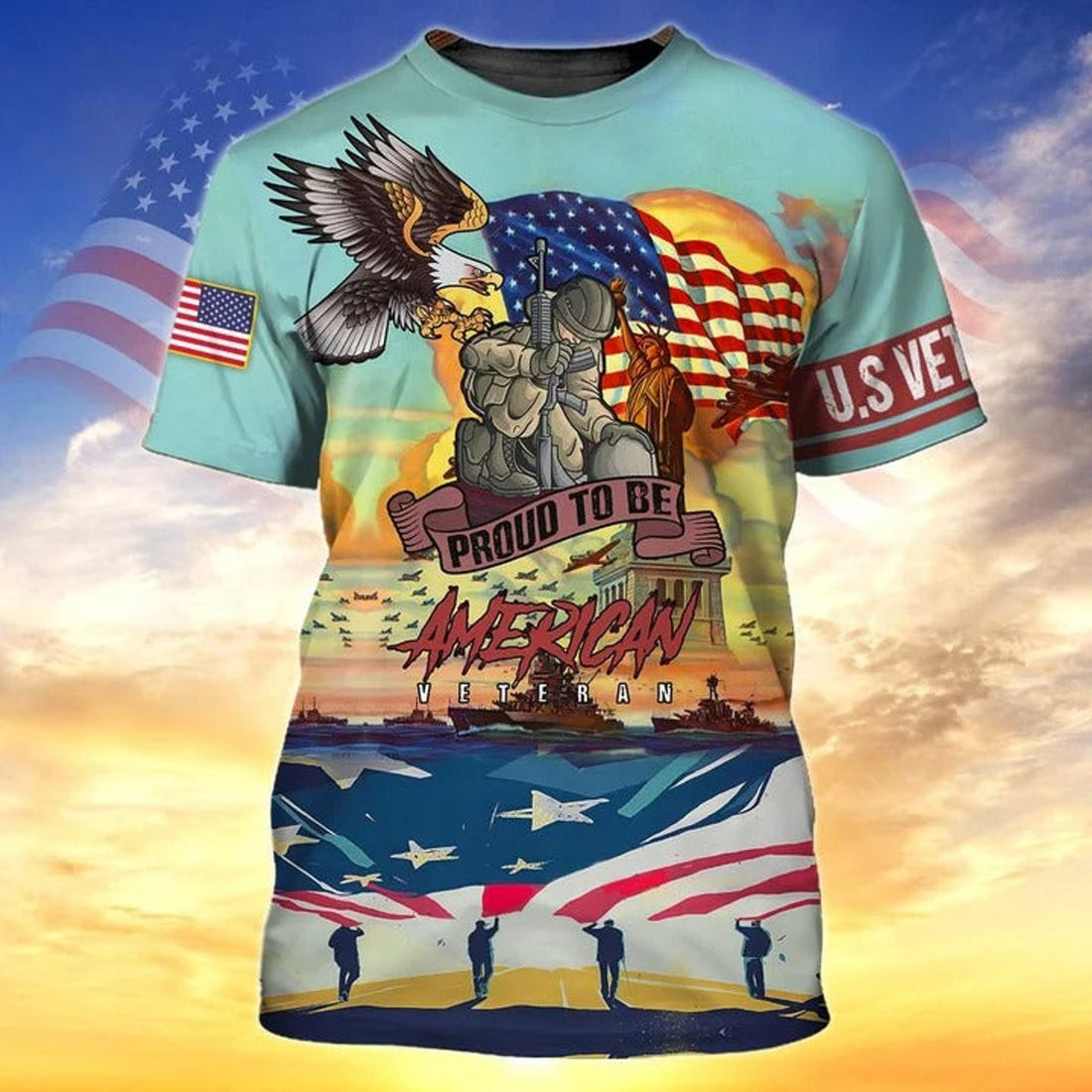 FUNSTUFFPRINT 3D Veteran Shirt Memorial Days Proud To Be American T-Shirts 911 Shirts 3D T-shirt