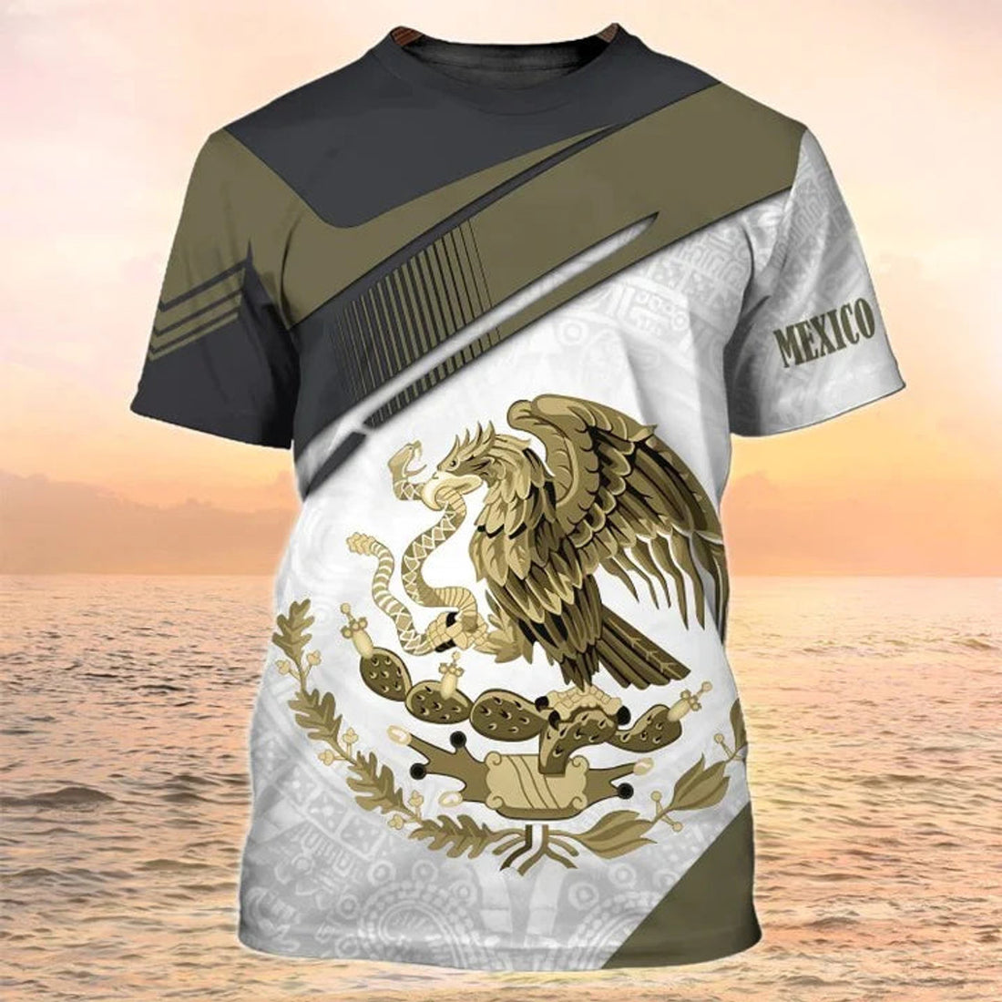 Mexico Coat Of Arm Shirt White Mexican 3D Full Print T-Shirt