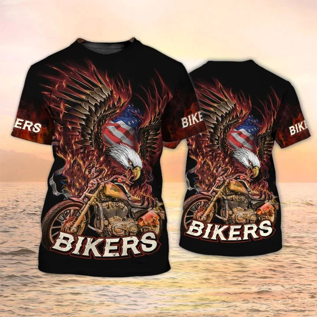 Bikers T-Shirt American Eagle Motocycle Gifts For Men