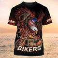 FUNSTUFFPRINT Bikers T-Shirt American Eagle Motocycle Gifts For Men 3D T-shirt