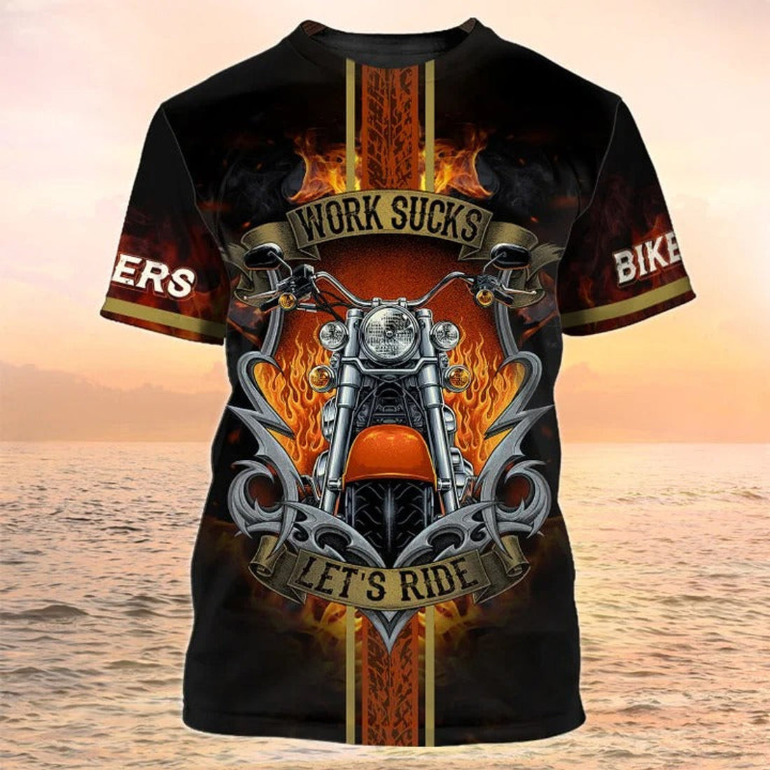 FUNSTUFFPRINT Bikers T-Shirt Ride Shirts Gifts For Biker Men 3D T-shirt