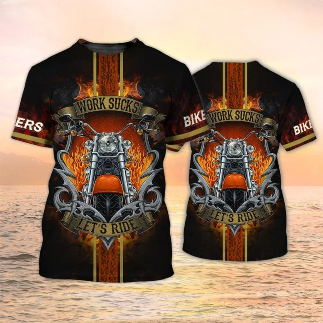 FUNSTUFFPRINT Bikers T-Shirt Ride Shirts Gifts For Biker Men 3D T-shirt