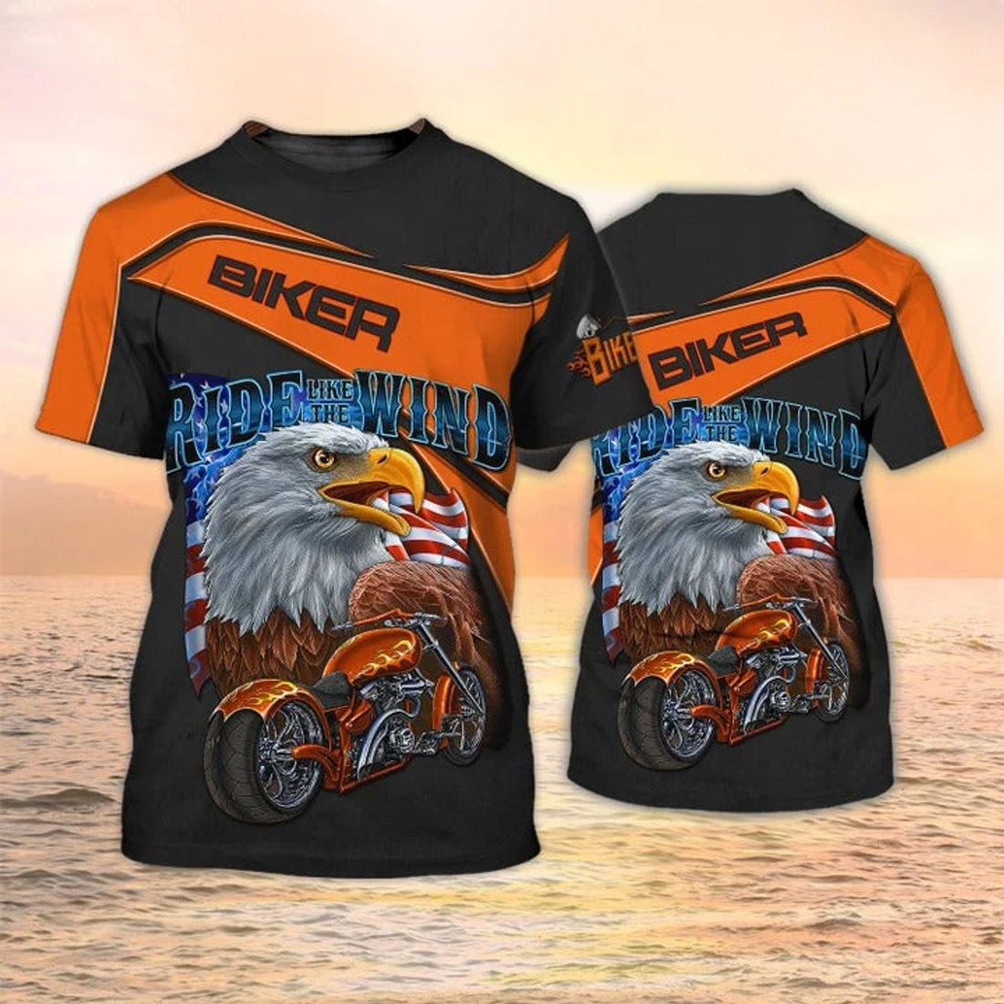 FUNSTUFFPRINT Motocycle Shirt Ride Like The Wind Gifts For Biker, Biker T-Shirt Men Women 3D T-shirt
