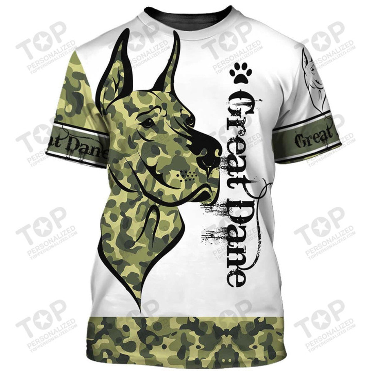 Great Dane dog Camo T-Shirt, Great Dane T-Shirt, Dog T-Shirt