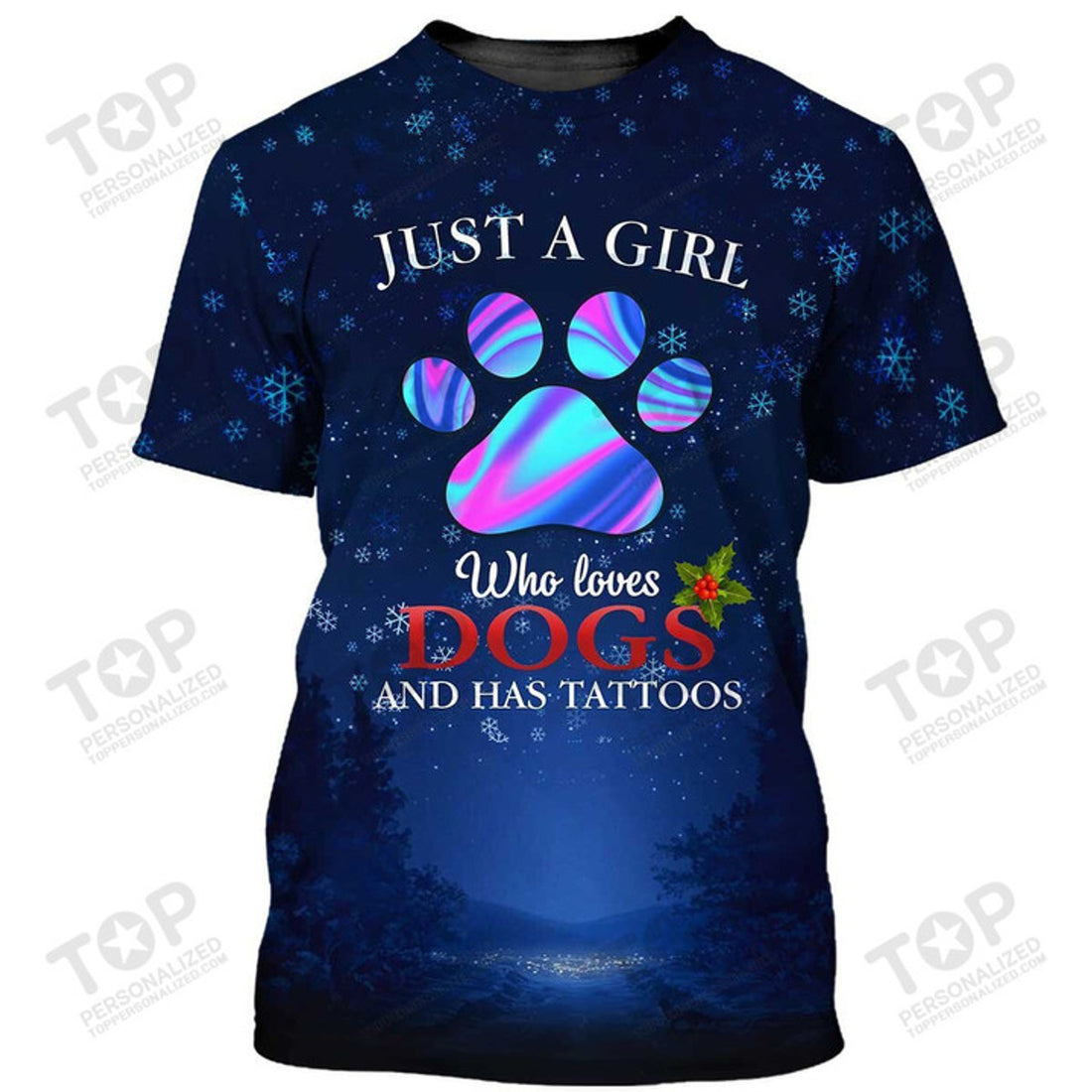 Just A Girl Who Loves Dogs And Has Tattoos T-Shirt, Dog T-Shirt For Humans