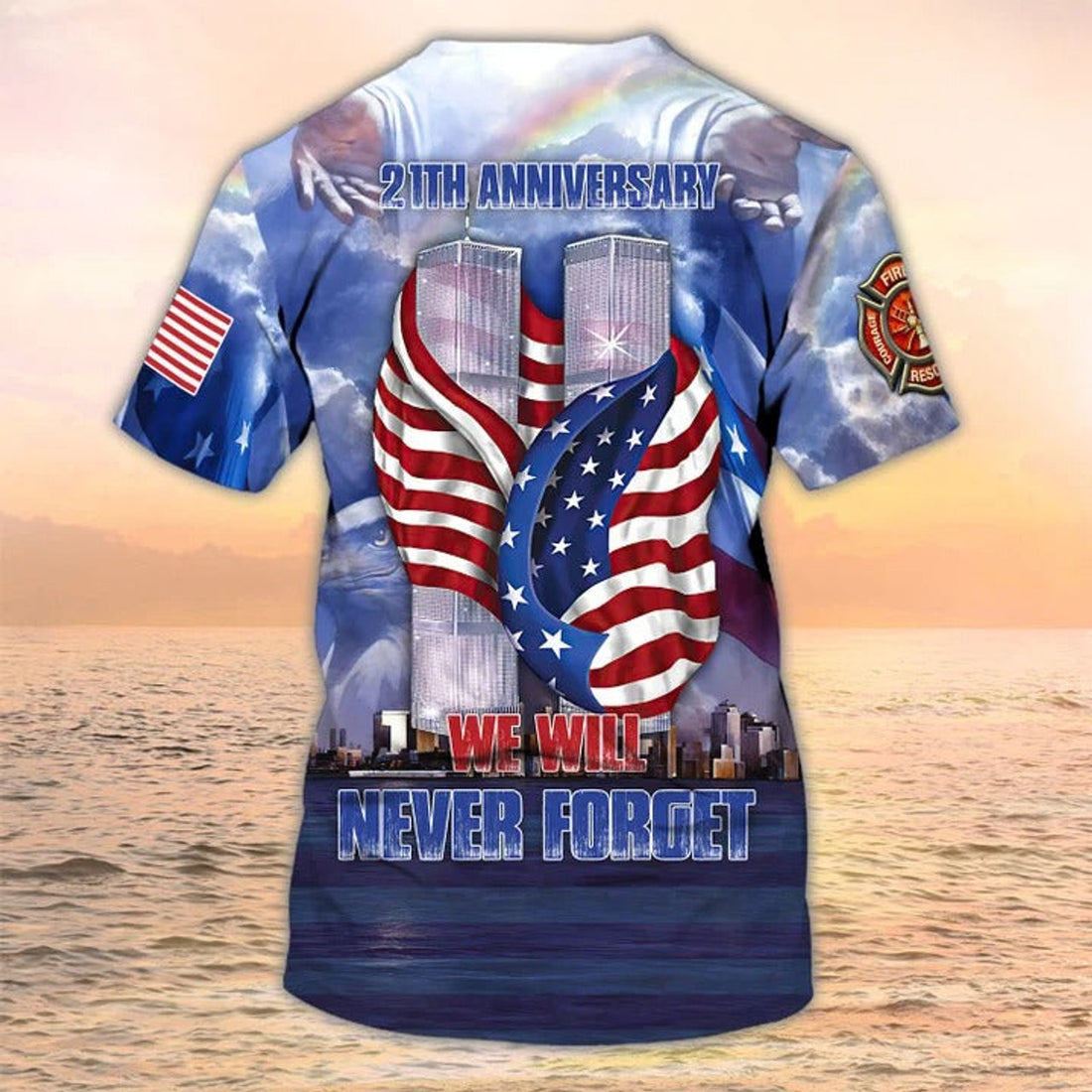 FUNSTUFFPRINT Never Forget Sep 11 T-Shirt Men Women, Firefighter T-Shirt American Memorial Shirt 3D T-shirt