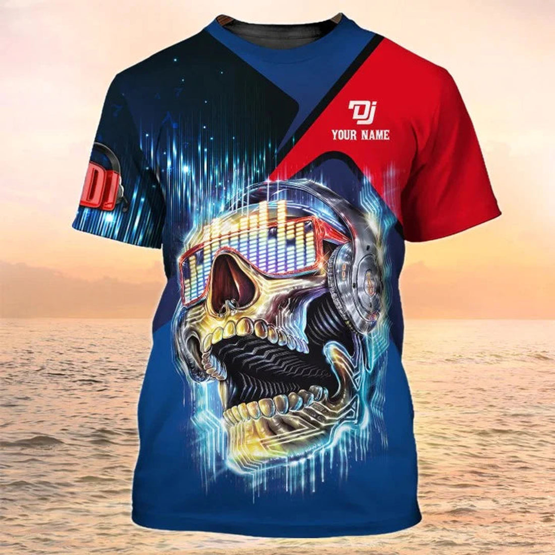 Customized With Name Skull DJ T-Shirt Men Women, Skull Shirt For Musican, Music Lover Shirt