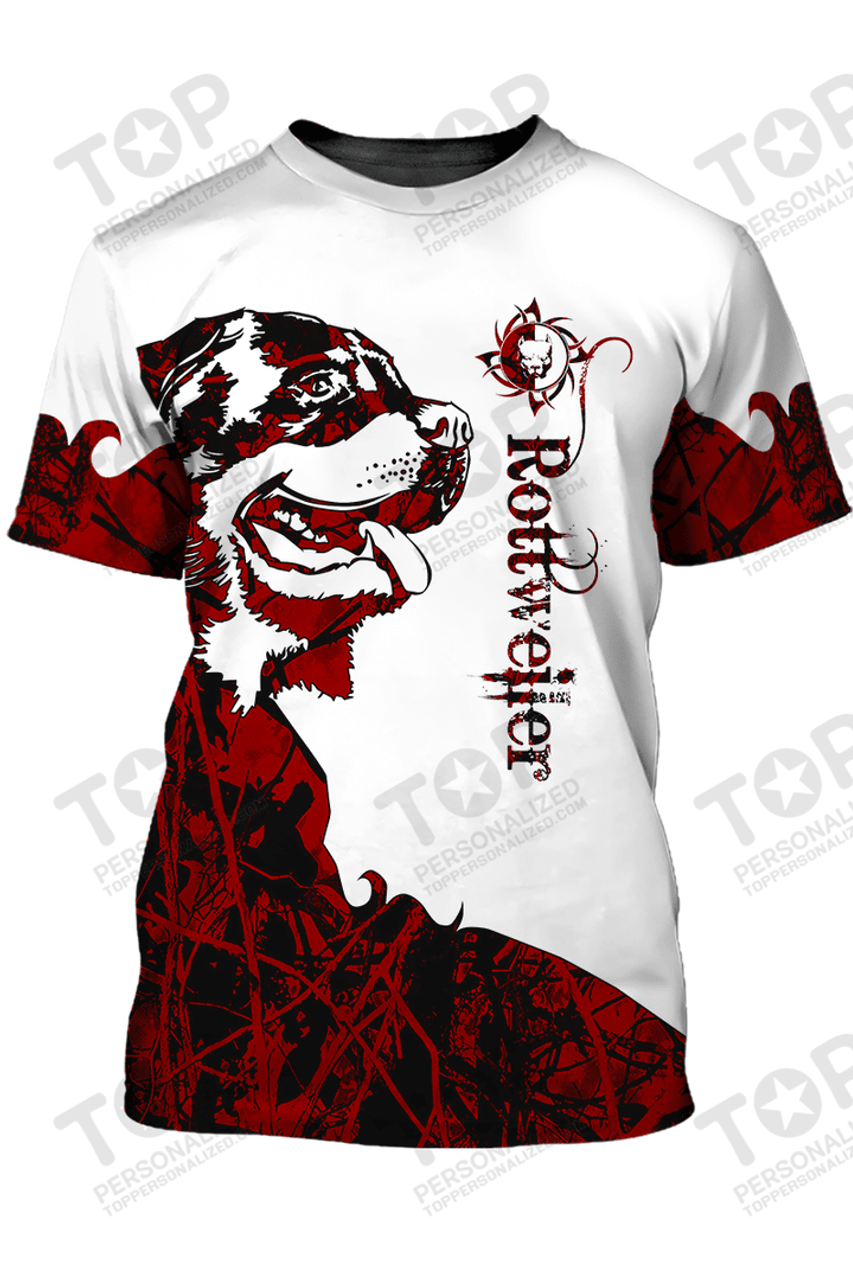 Red Rottweiler T-Shirt, Rottweiler T-Shirt, Dog T-Shirt For Humans