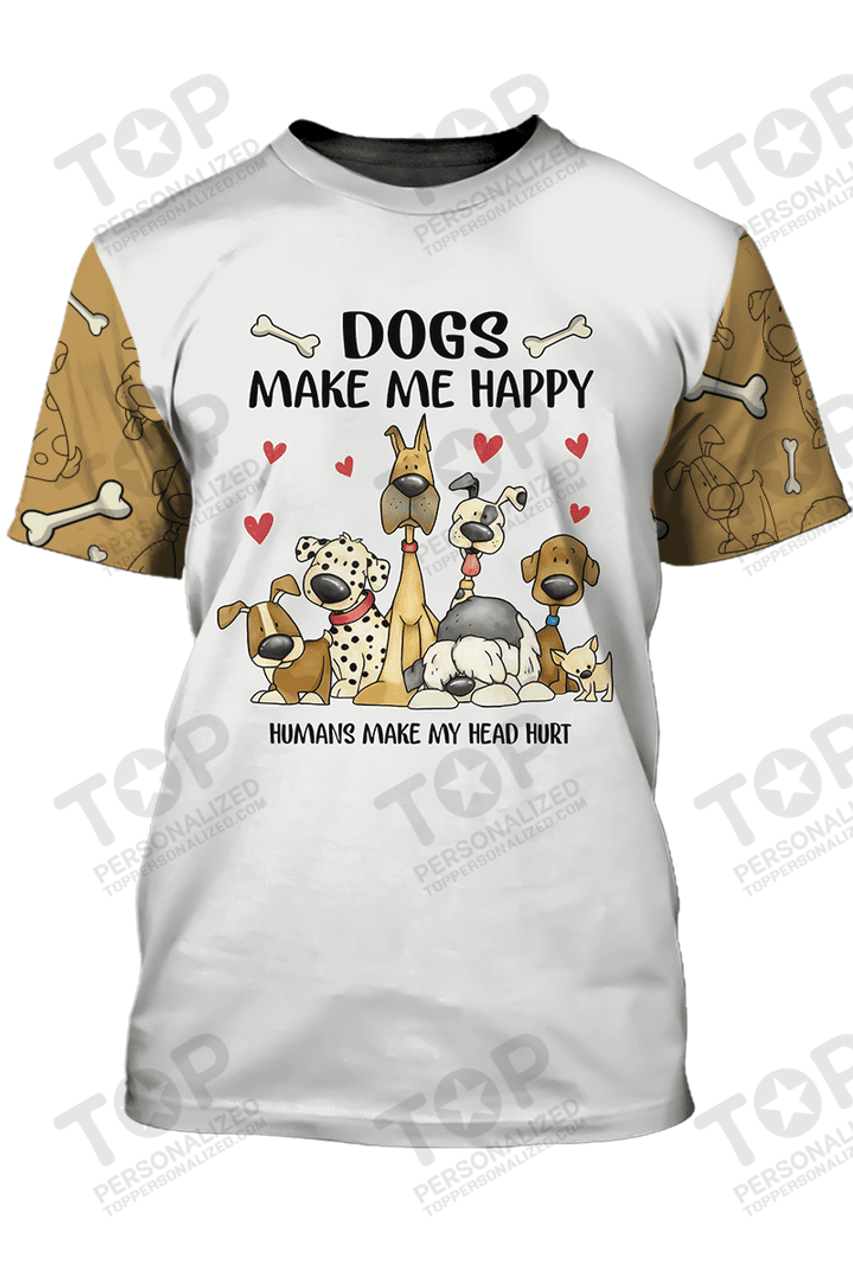 Dogs Make Me Happy T-Shirt, Dog T-Shirt For
