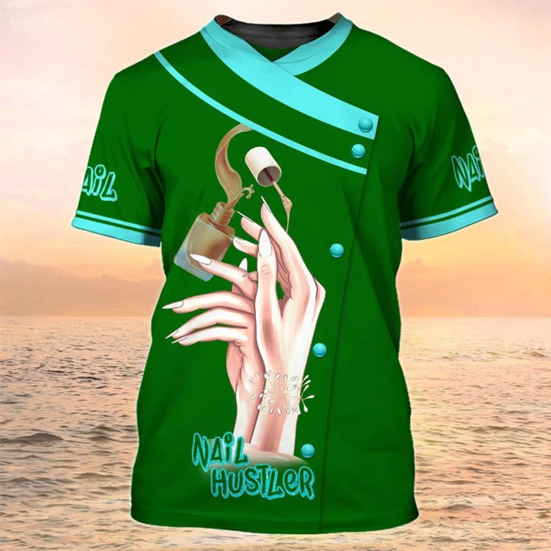 FUNSTUFFPRINT Nail Hustler T-Shirt Nail Uniform Green 3D T-shirt