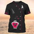 FUNSTUFFPRINT Nails Custom T-Shirt Nail Technician Uniform ManicurisT-Shirts Gift For Nail Tech 3D T-shirt