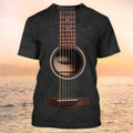 FUNSTUFFPRINT 3D Full Printed Guitar On Shirt Black Leather Pattern, Guitar Club Uniform, Guitaris3D T-shirt