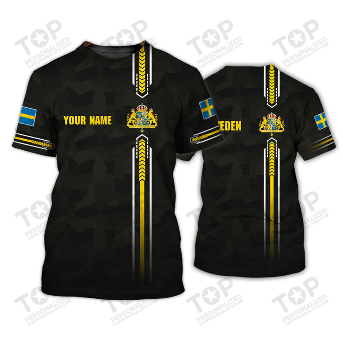 Custom Sweden Personalized Name 3D T-Shirt