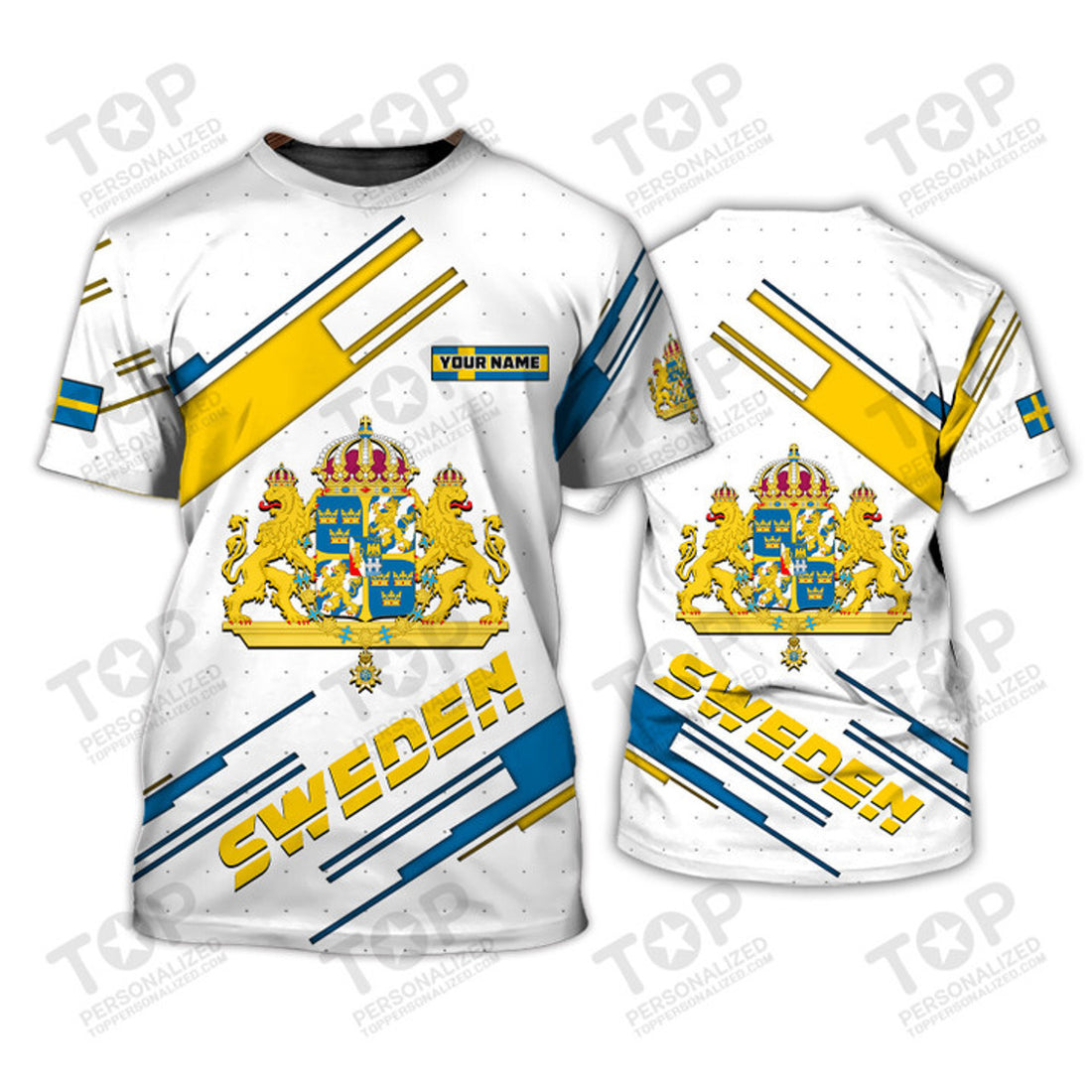 Custom Sweden Personalized Name 3D T-Shirt