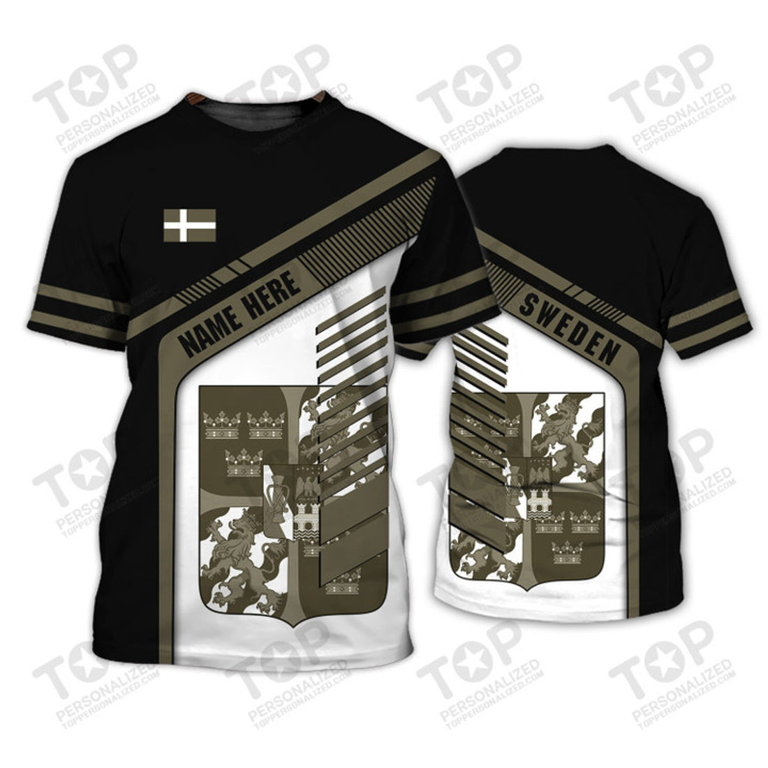 Custom Personalized Name Sweden 3D T-Shirt