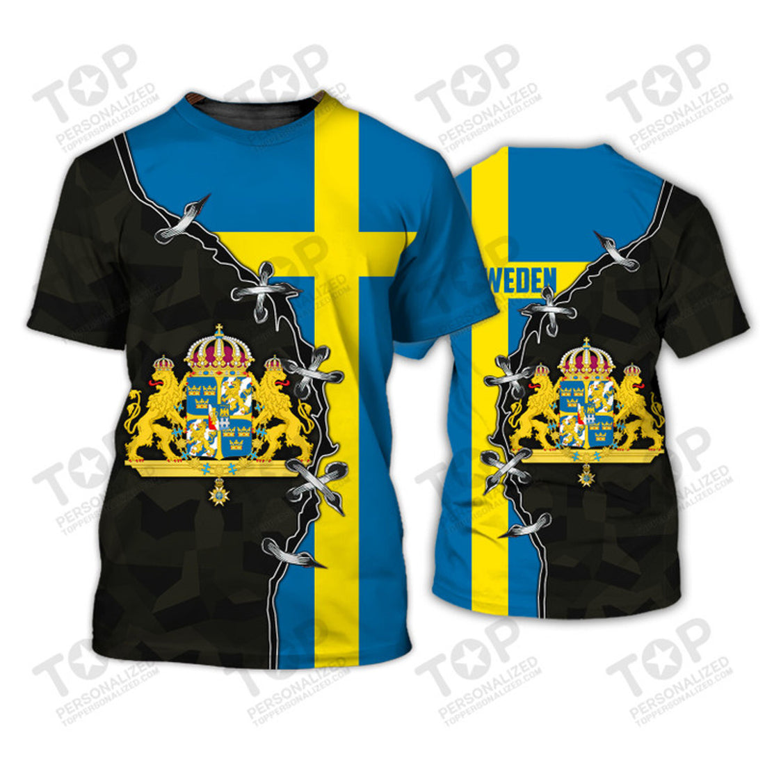 Custom Sweden v08 Personalized Name 3D T-Shirt