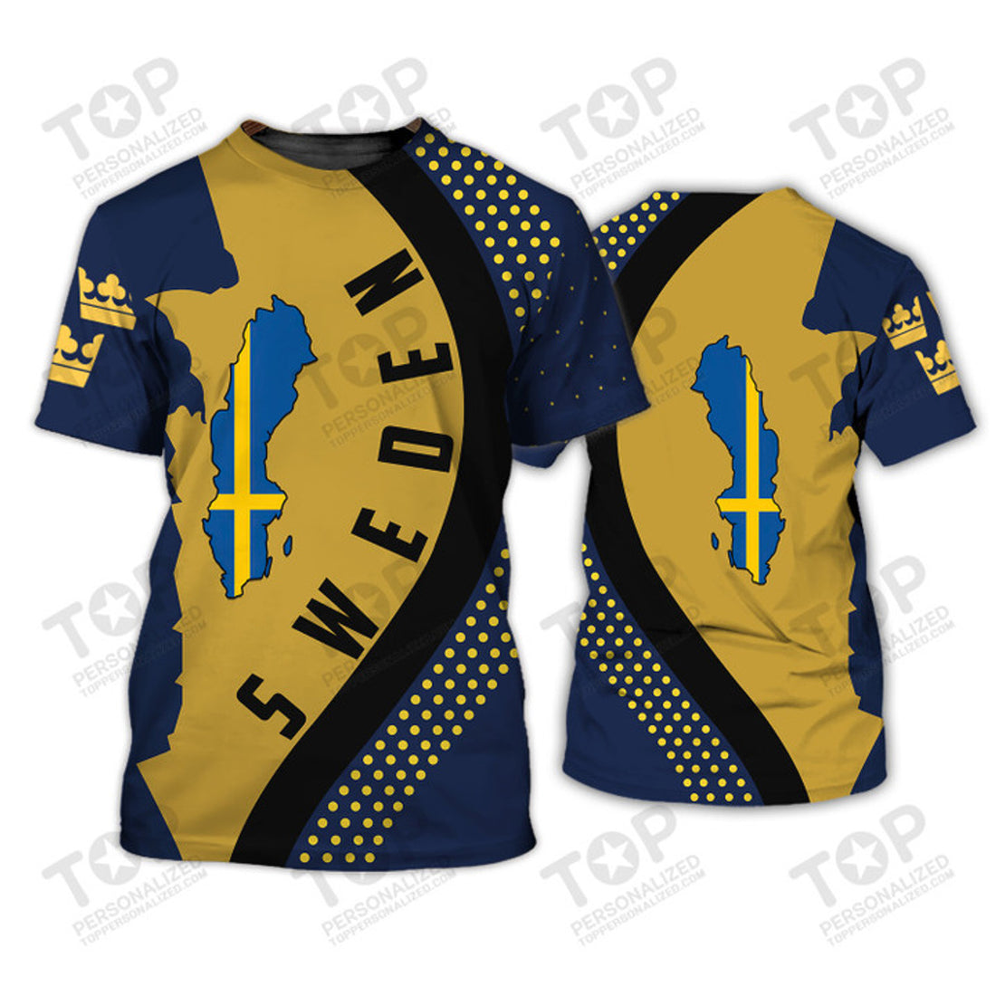 Custom Sweden v10 Personalized Name 3D T-Shirt
