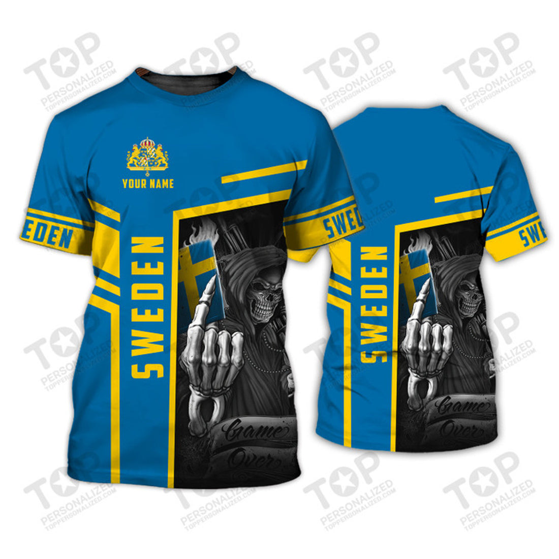 Custom Sweden v18 Personalized Name 3D T-Shirt