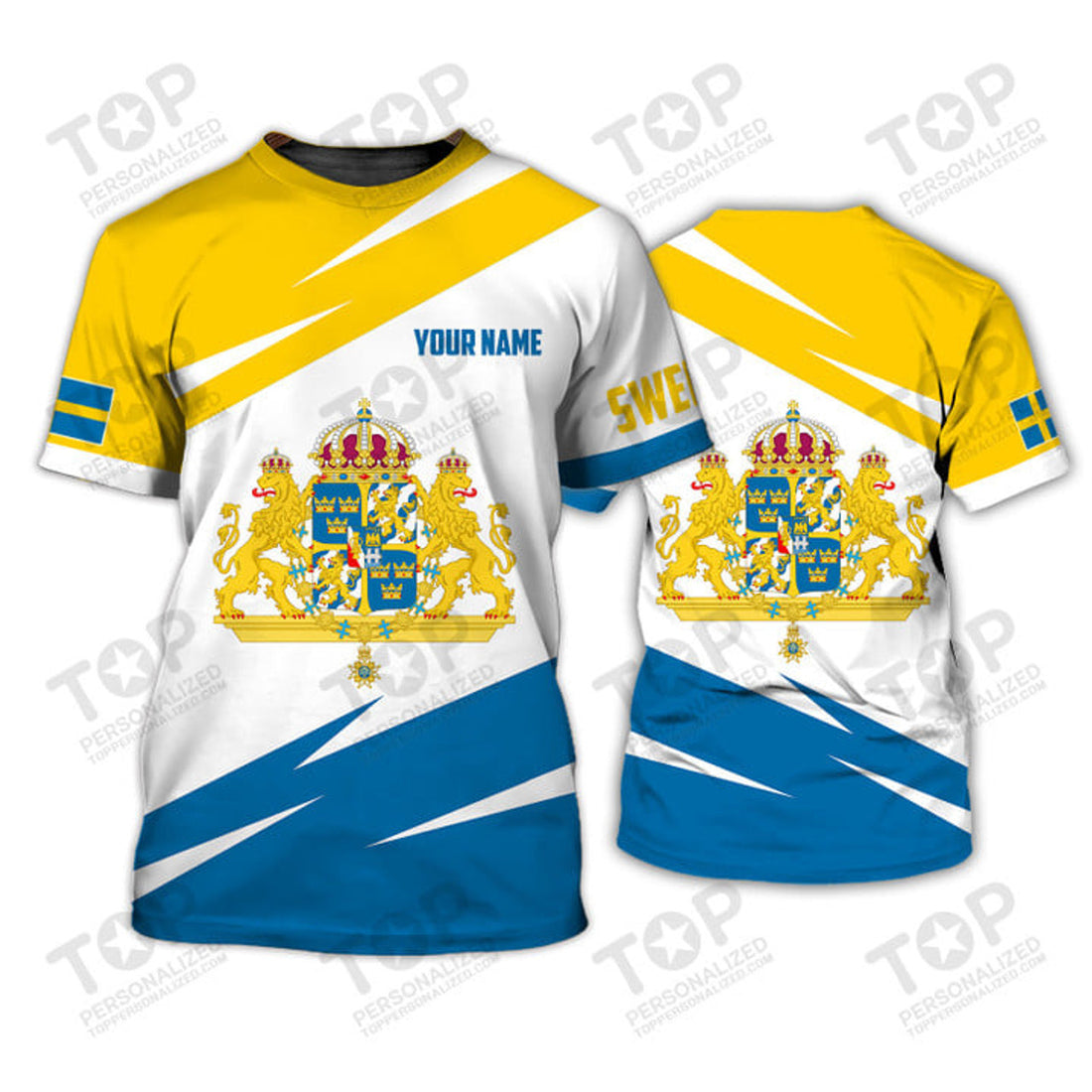 Custom Sweden v19 Personalized Name 3D T-Shirt