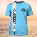 FUNSTUFFPRINT Housekeeper Shirt Cleaning Service Custom T-Shirts Housekeeping Uniform Blue 3D T-shirt