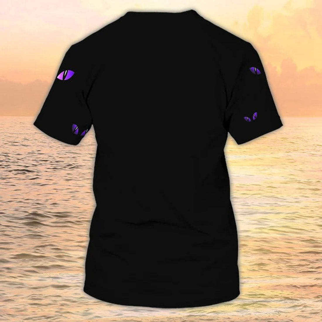 FUNSTUFFPRINT 3D All Over Print Halloween NighT-Shirt For Couple, Black And Purple Halloween 3D T-shirt