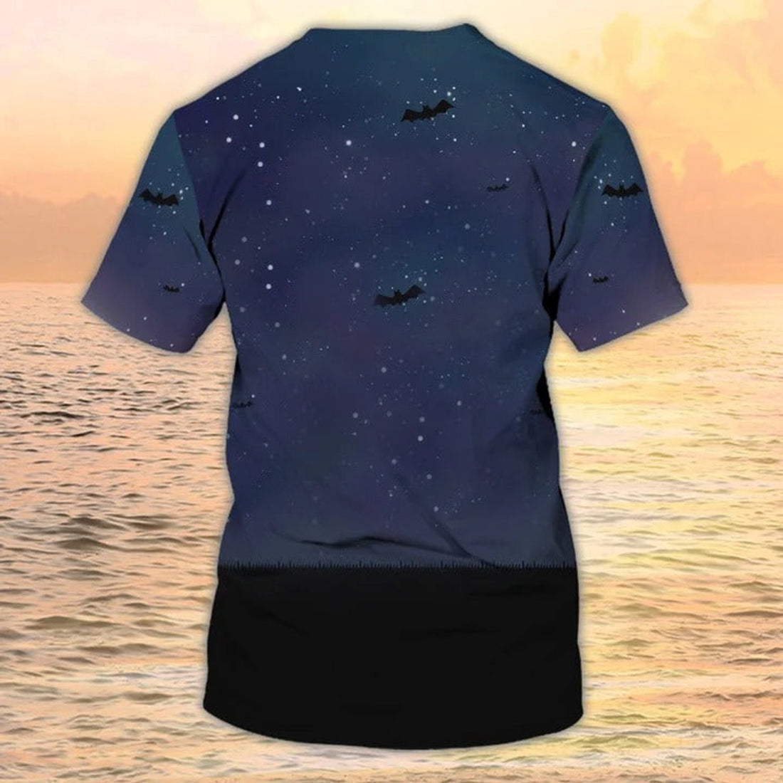FUNSTUFFPRINT 3D Sublimation Pumpkin Angry Halloween Shirt, Bat Flying Grave Night Halloween Tee Shirts 3D T-shirt