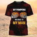 FUNSTUFFPRINT 3D Pumpkin Halloween Shirt Men Women, My Pumpkins Belong My Man Shirt, Halloween Gift For Son Husband 3D T-shirt
