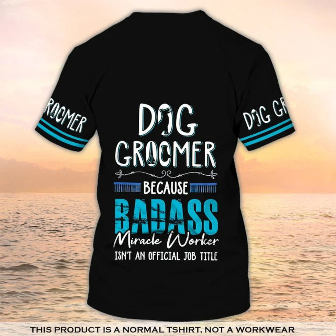 FUNSTUFFPRINT Dog Groomer 3D T-Shirt Grooming Badass Custom Shirts Pet Salon Uniform Black 3D T-shirt